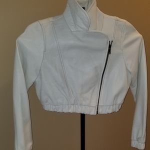 White leather cropped jacket (lge)
